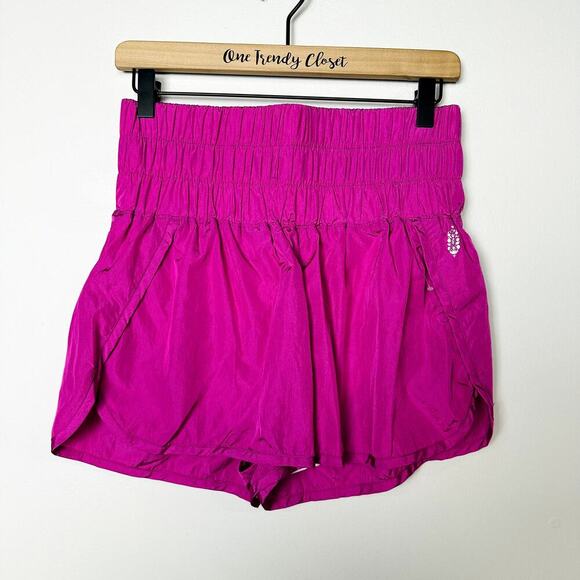 Free People NWOT Pink The Way Home Shorts High Waist Size Medium - Picture 3 of 6